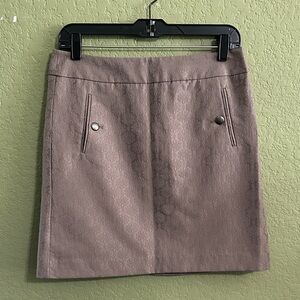 LOFT Dusty Taupe Floral-Embossed Mini Skirt